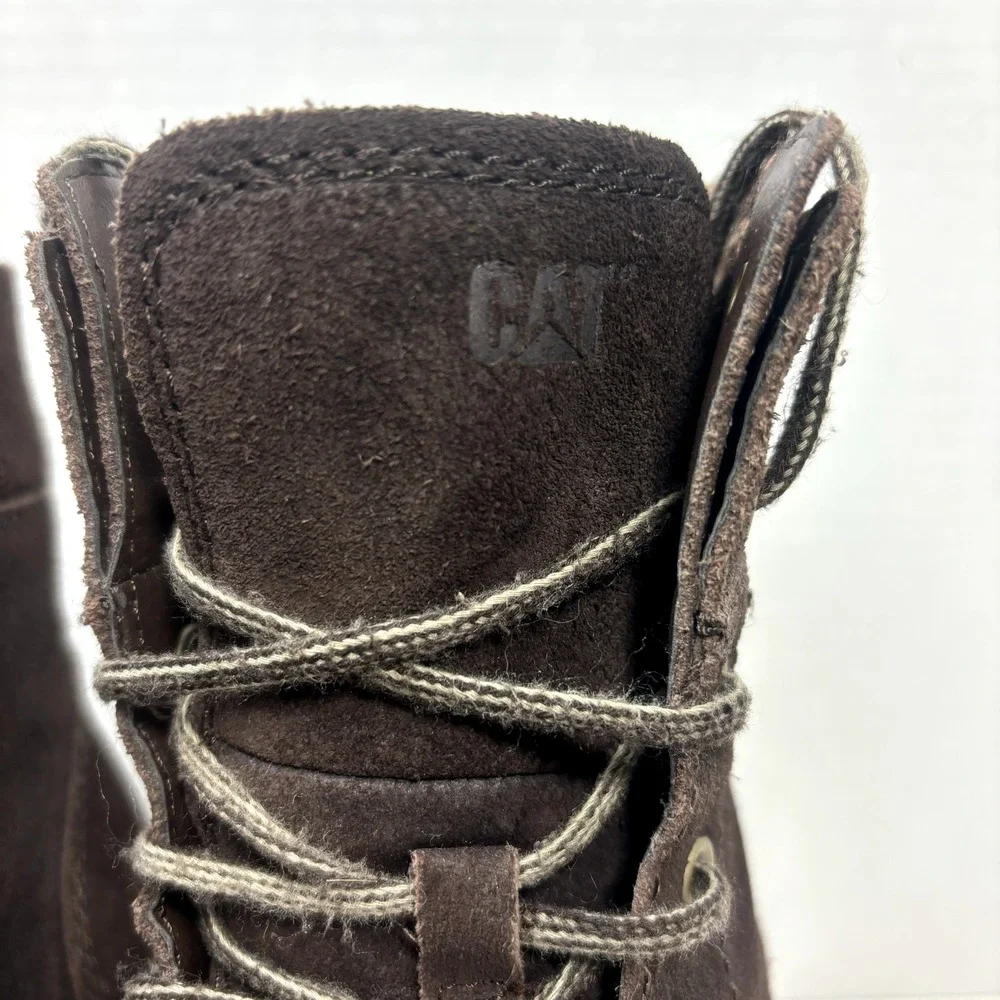 Caterpillar Women Boots Sz 7 CAT Bootie Wedge Heel Brown Suede Winter Shoe EUC
